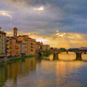 View Of The Arno From The Ponte Vecchio Art Print