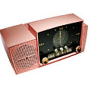 Vintage Pink Clock Radio Art Print
