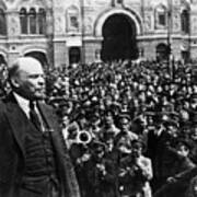 Vladimir Lenin Speaking To Crowd Art Print