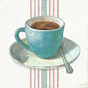 Wake Me Up Coffee Iv Blue With Stripes No Cookie Art Print