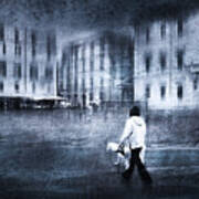 Walking With The Dog In Trastevere Art Print