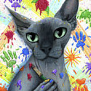 Walter The Artist - Sphynx Cat Art Print