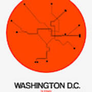 Washington D.c. Orange Subway Map Art Print