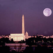 Washington With A Full Moon Art Print