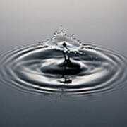 Water Drop Collision And Ripples, Black Art Print
