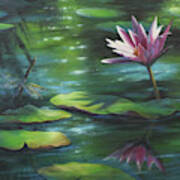 Dragonfly And Waterlily Art Print