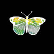 Watercolor Butterfly On Black Iii Art Print