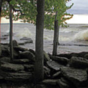 Waves Against The Rocky Shore Art Print