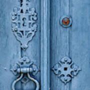 Weathered Blue Door Lock Art Print