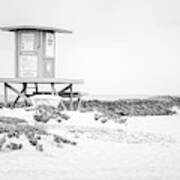 Wedge Lifeguard Tower W Newport Beach Black And White Photo Art Print