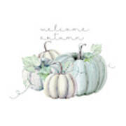 Welcome Autumn Blue Pumpkin Art Print