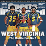 West Virginia Steve Slaton, Qb Pat White, And Owen Schmitt Sports Illustrated Cover Art Print