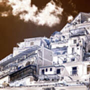 White Buildings In Positano Italy Infrared Art Print