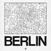 White Map Of Berlin Art Print