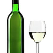 White Wine Bottle With Wine Glass Art Print