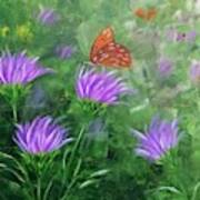 Wildflowers And A Butterfly Art Print