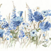 Wildflowers In Bloom I Blue Art Print