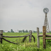 Windmill On Ok Hwy 11 Oklahoma Square Art Print