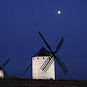 Windmills At Night Art Print