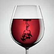 Wineglass, Red Wine And Black Ink Art Print