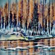 Winter Forest River Art Print