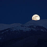 Winter Moonrise, Rocky Mountains Art Print