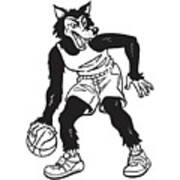 Wolf Playing Basketball Art Print