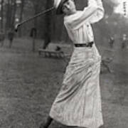 Woman In Middle Of Golf Swing Art Print