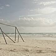 Wooden Soccer Net On Beach Art Print