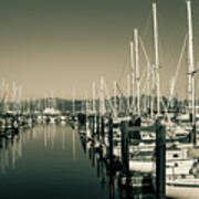 0697 Boats Anchor Near Belvedere Tiburon California Art Print