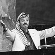 Yasser Arafat Making Open-armed Gesture Art Print