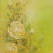 Yellow Roses Vignette Art Print