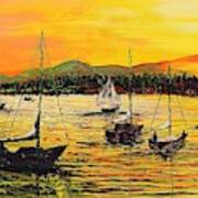 Yellow Sails Of Columbia River Art Print