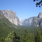 Yosemite National Park Yosemite Valley Bridal Veil Falls View With Half Dome And El Capitan Art Print