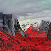 Yosemite Valley In Red Art Print