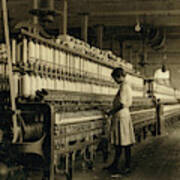 Young Teen Girl Working As Spinner At Cotton Mill, West, Texas, Usa, 1913 Art Print