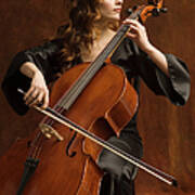 Young Woman Playing Cello Art Print