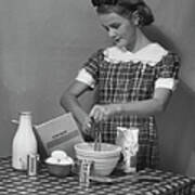 Young Woman Preparing Food Art Print