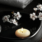 Zen Spa With Floating Candle And Art Print