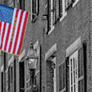 Acorn Street Us Flag Boston #1 Art Print