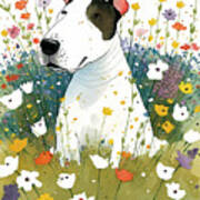 American Bull Dog In Flower Field #1 Art Print