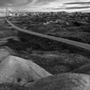 Badlands Road Black And White #1 Art Print