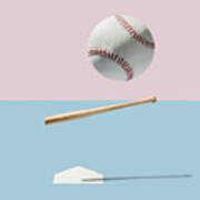 Baseball Bat And Baseball Ball #1 Art Print