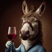 Donkey Having Drink #1 Art Print