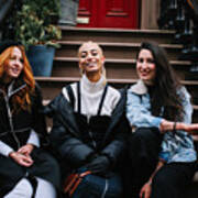 Fashionable Group Of Female Friends In Manhattan, New York #1 Art Print