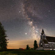 Galactic Path To The Big Coulee Lutheran Church - Milky Way Above Abandoned Nd Church #1 Art Print