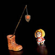 I Want It. Cheer Up.  Russian Dall, Boot And Chinese Lantern Rod,still-life Art Print
