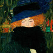 Lady With Hat And Feather Boa #1 Art Print