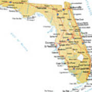 Map Of Florida #1 Art Print