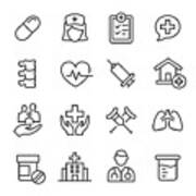 Medical Icons - Line Series Art Print